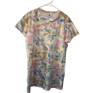 Juicy by Juicy Couture Floral  T-Shirt Dress XXL Pastel Pink Blue French Terry